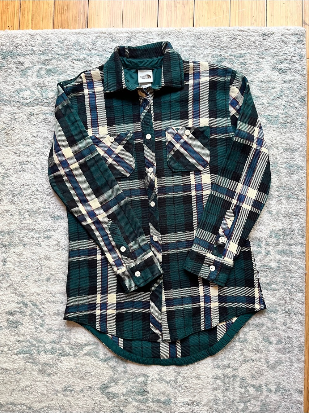 The North Face Green Plaid Flannel Shirt Jacket